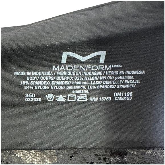 Maidenform Your Lift Wireless Bra Womens 36D Black Lace Trim Padded - Picture 9 of 9